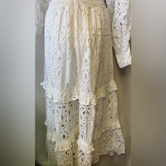 ASOS EDITION V - Neck Eyelet Midi Dress with puff sleeve in White Size 4 NWT - Picture 10 of 15